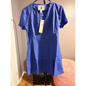 Alice's Pig Blue Dress With Floral Panels at Hem Sz US 6
